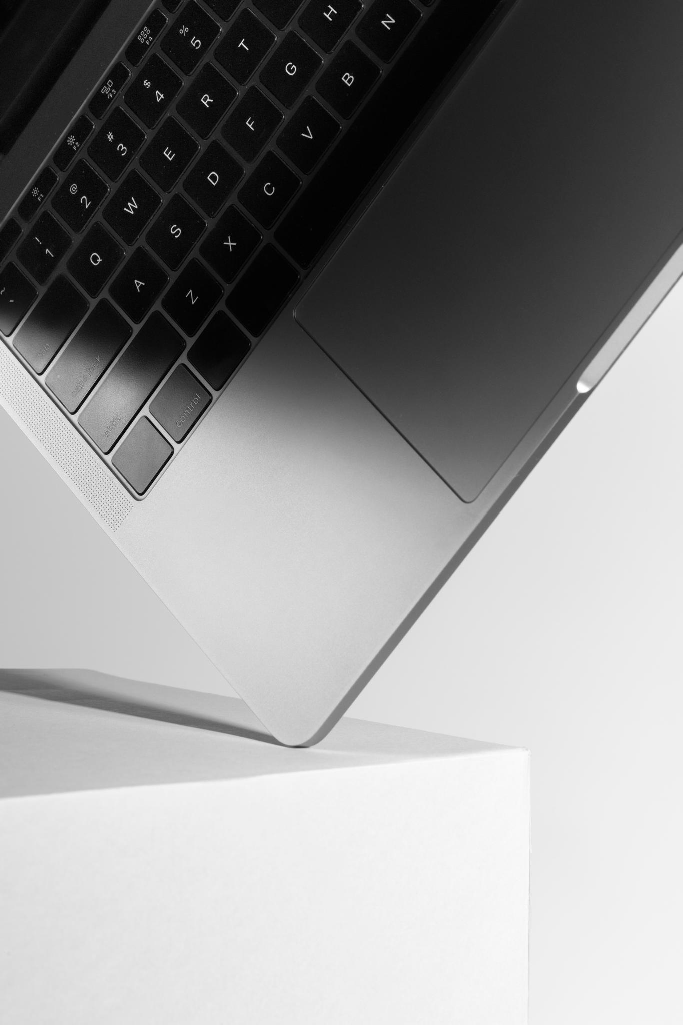 Laptop keyboard, elegant, minimalist.