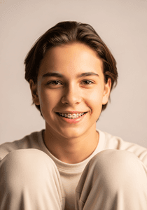 Young person smiling with braces.